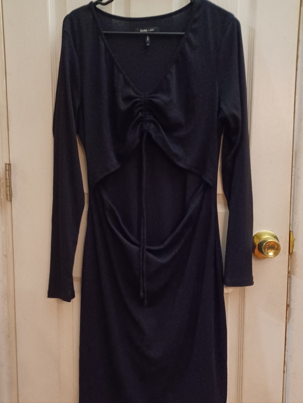 BCBG Paris Black Ribbed Cut Out Dress